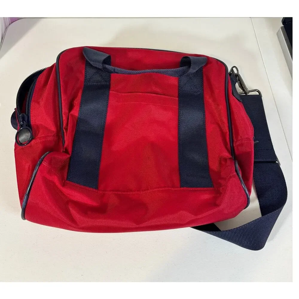 Lands' End Vintage 90s Red Travel Nylon Carry-On Weekend Luggage Tote Bag